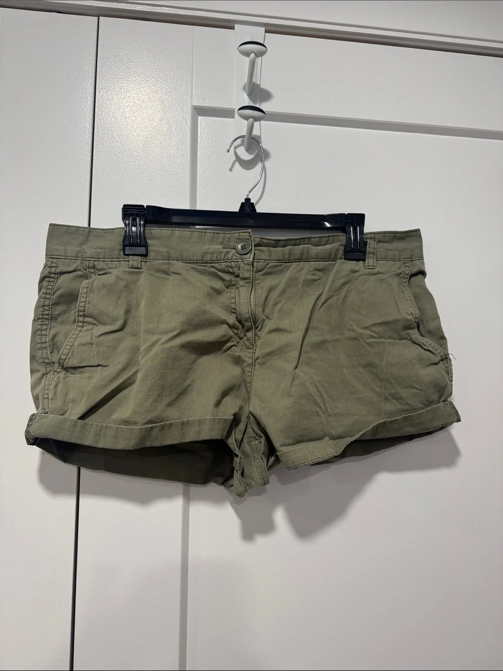 Joe Fresh Olive Green Rolled-Hem Cotton Shorts